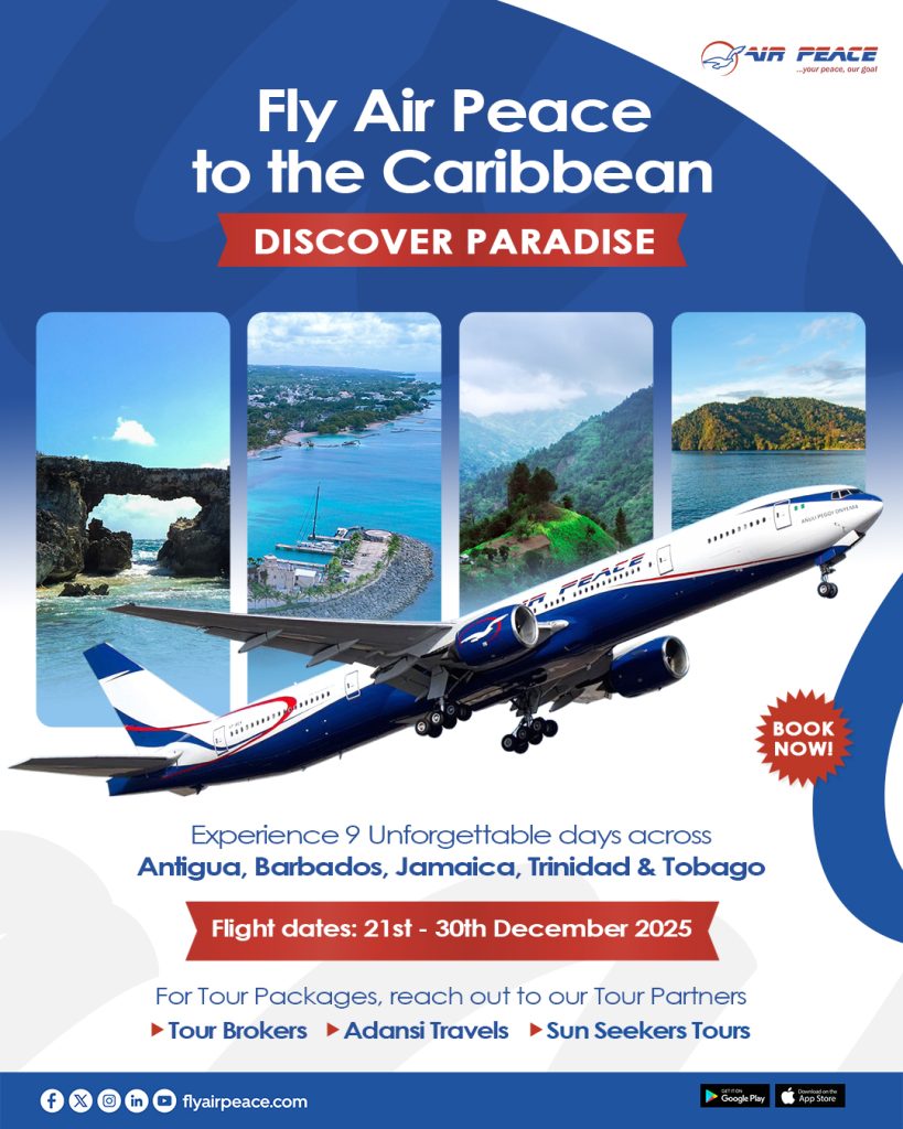 Air Peace Launches Monthly Commercial Schedule Flights to Antigua and Barbados Effective 21 December 2025